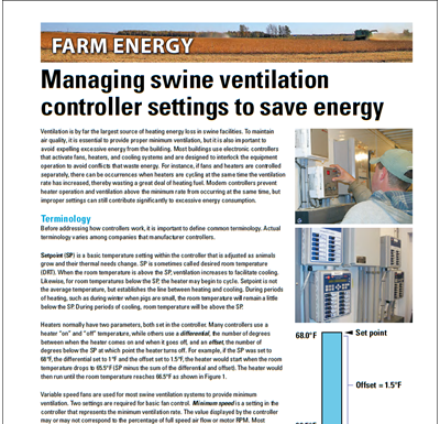 Managing swine ventilation controller settings to save energy – Farm Energy